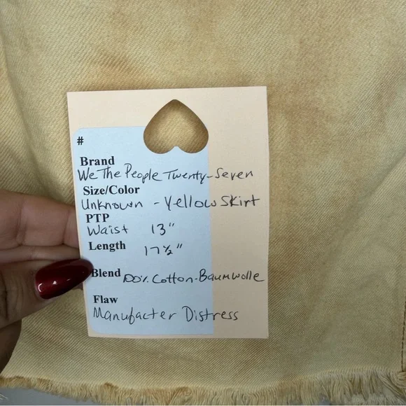 We The Free Cream Distressed Denim Mini Skirt 100% Cotton - Picture 7 of 7